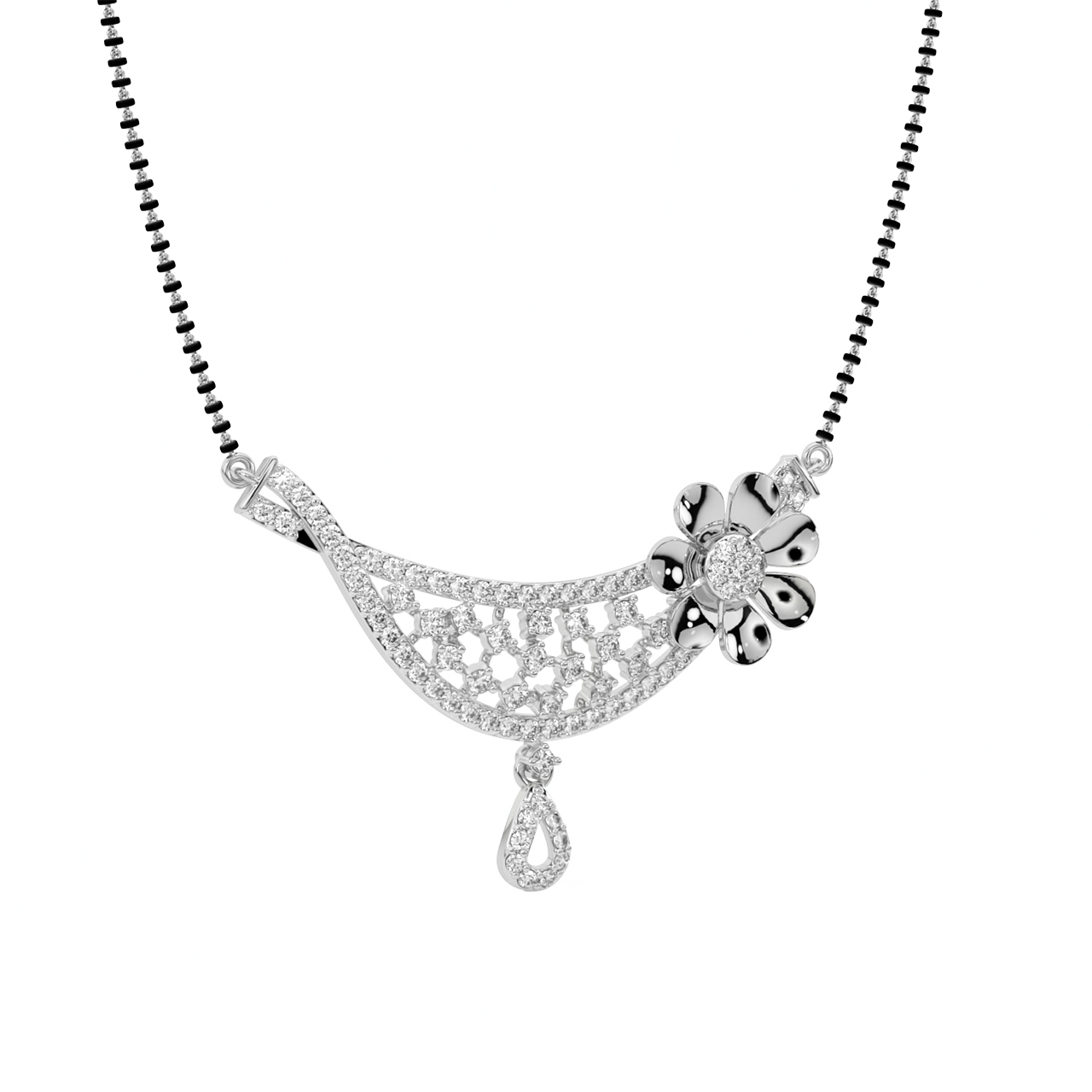 Minimal Diamond Mangalsutra With Flower