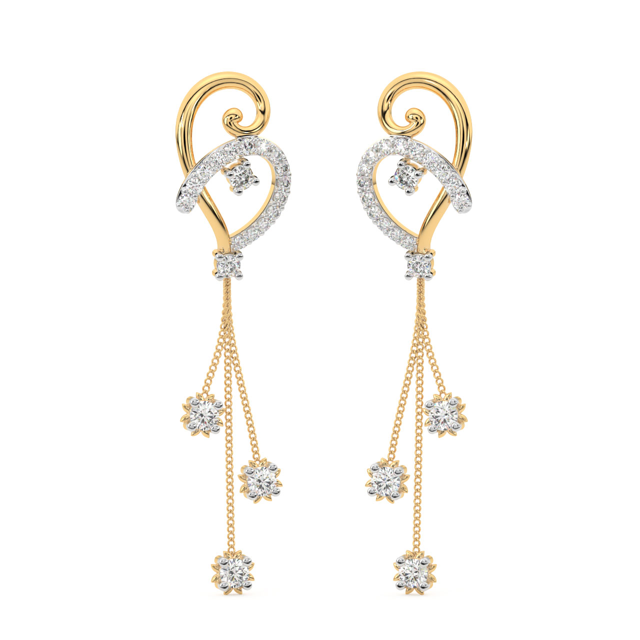 Minako Round Diamond Dangler Earrings