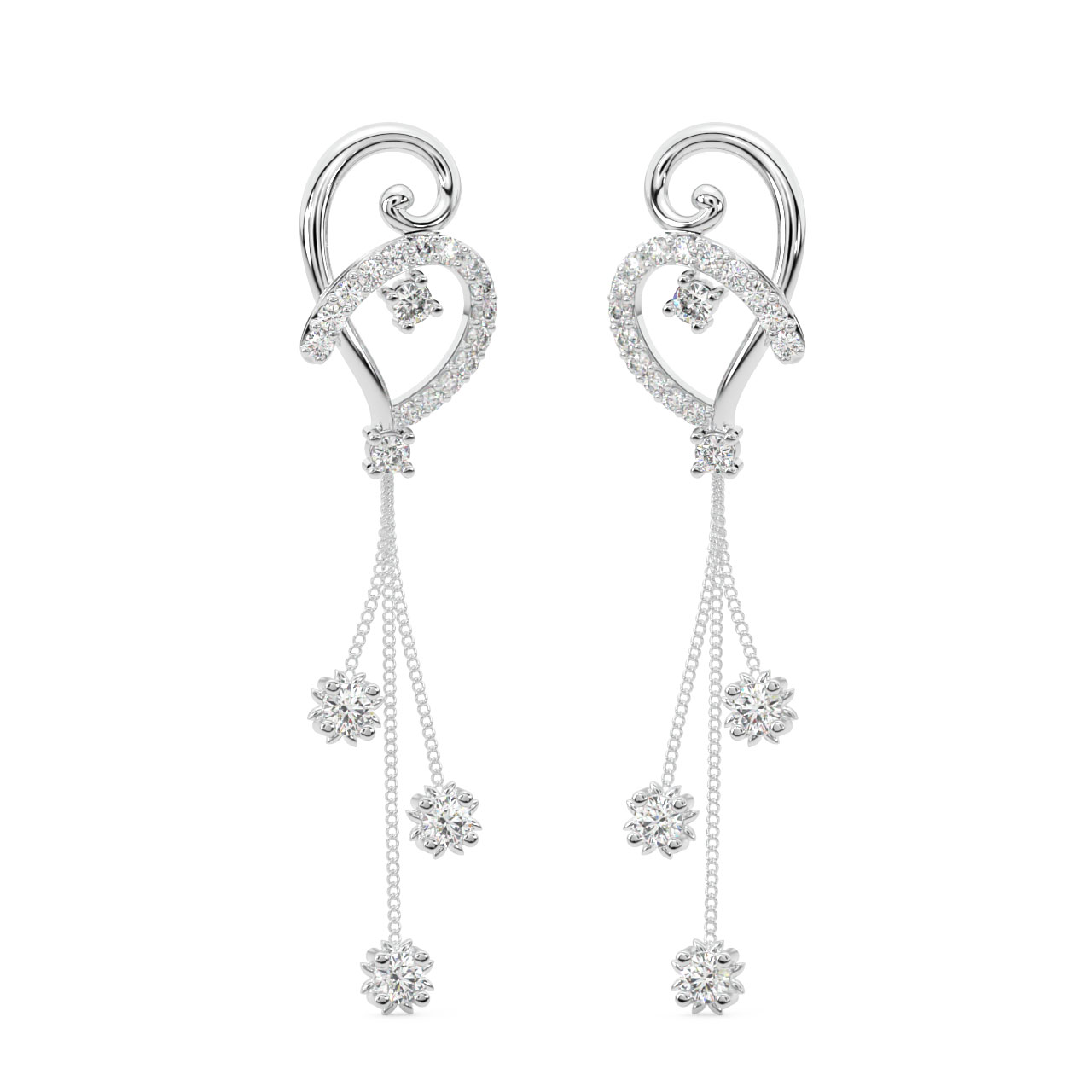 Minako Round Diamond Dangler Earrings