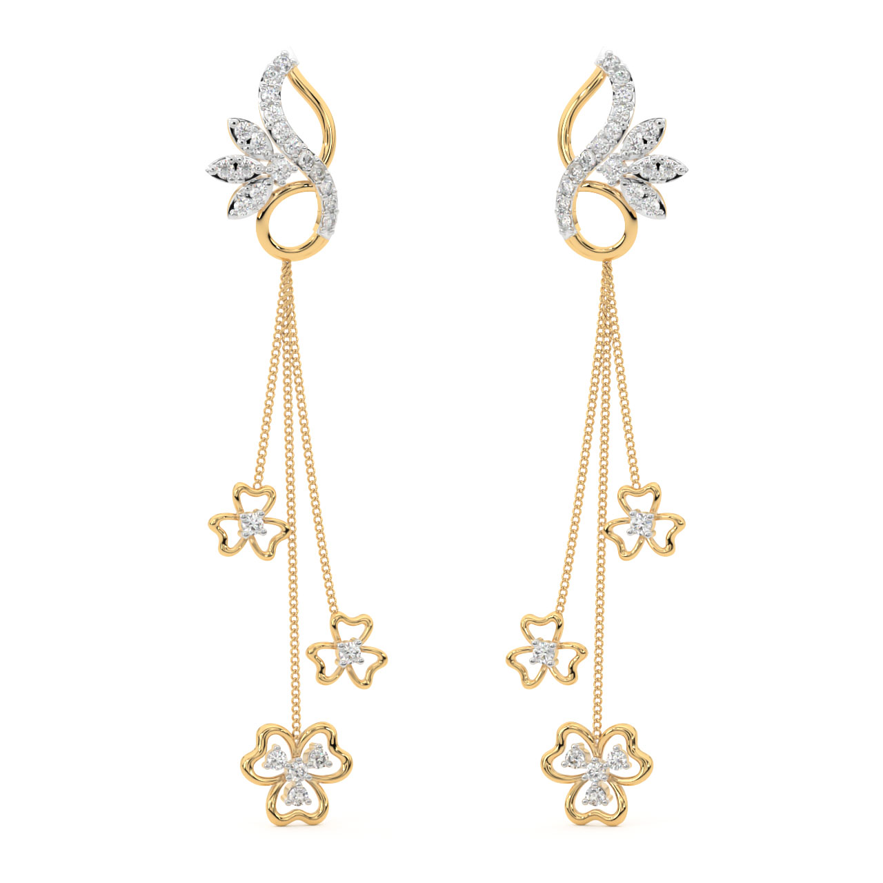 Nen Round Diamond Dangler Earrings