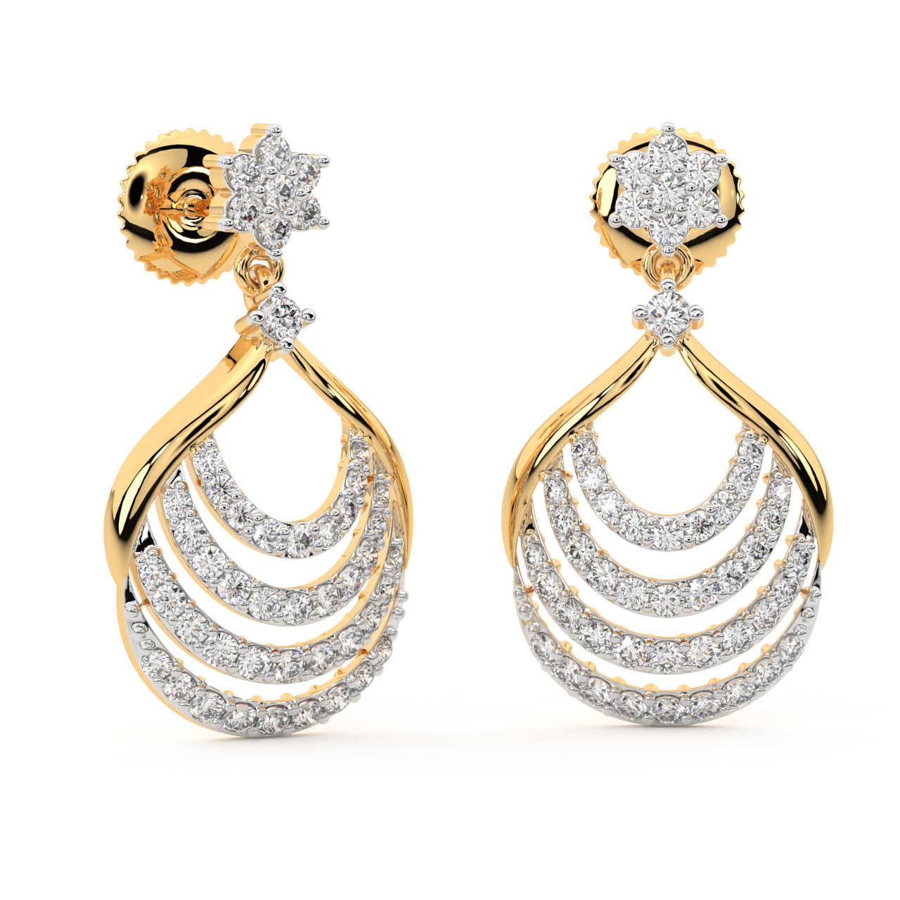 Andy Round Diamond Dangler Earrings