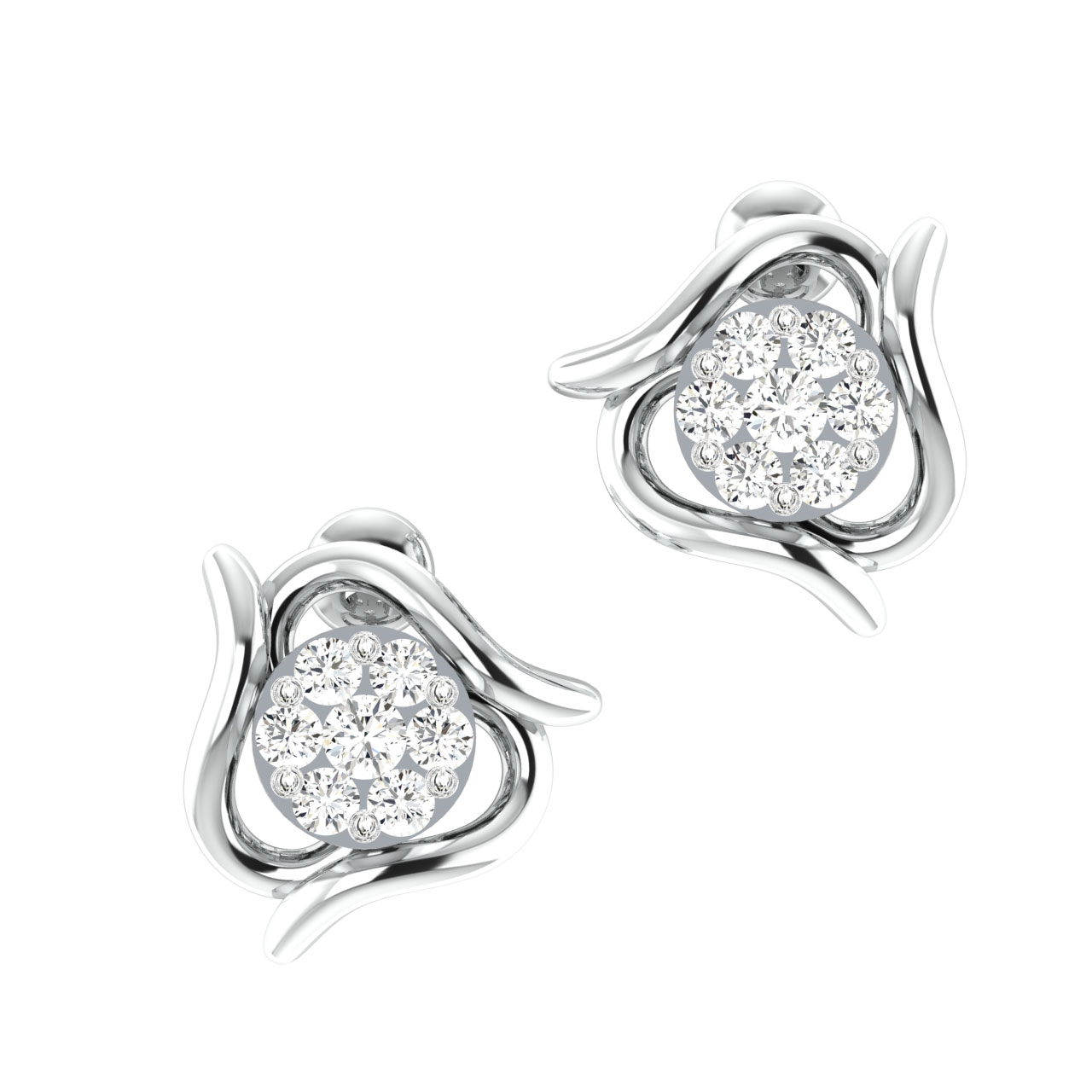 Gin Round Diamond Stud Earrings