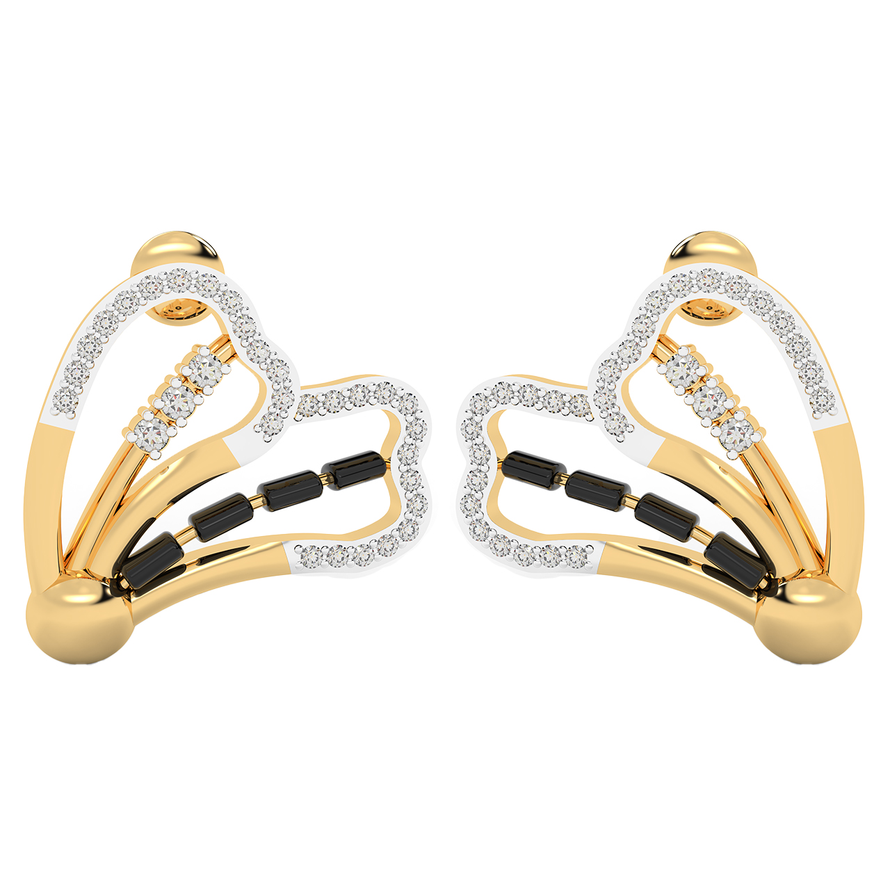 Pearl Design Diamond Stud Earrings