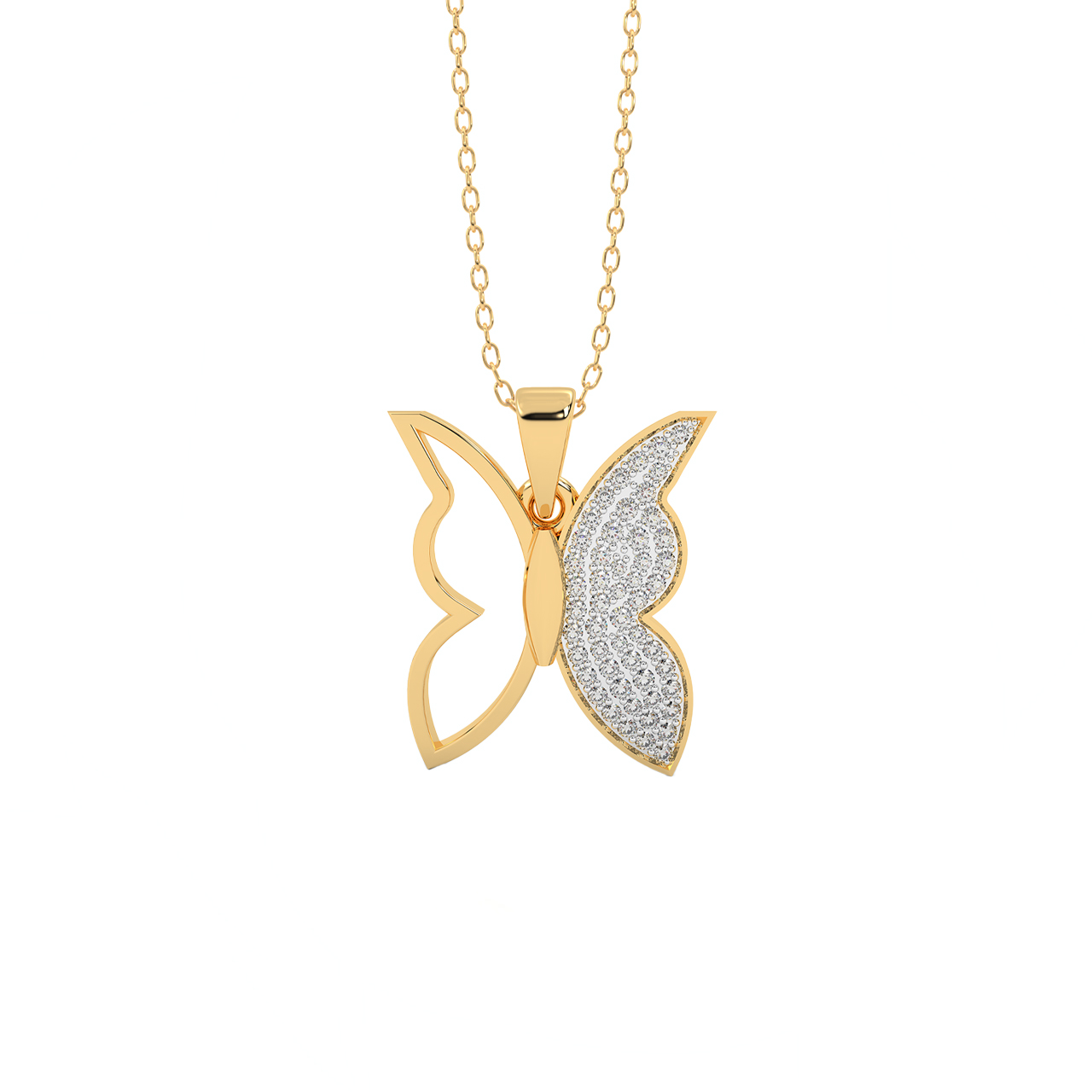 Monarch Butterfly Design Diamond Pendant