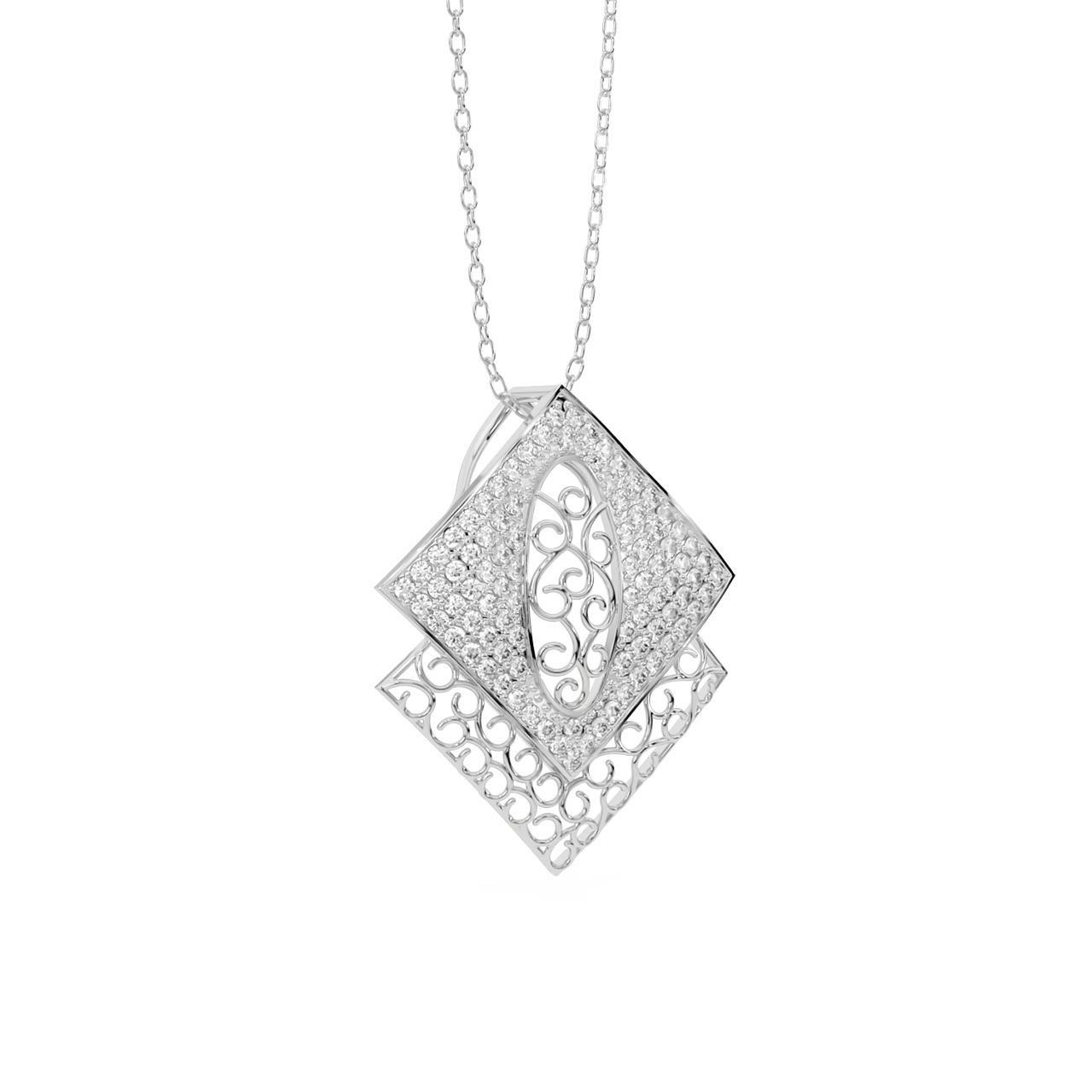 Lace It Up Square Diamond Pendant