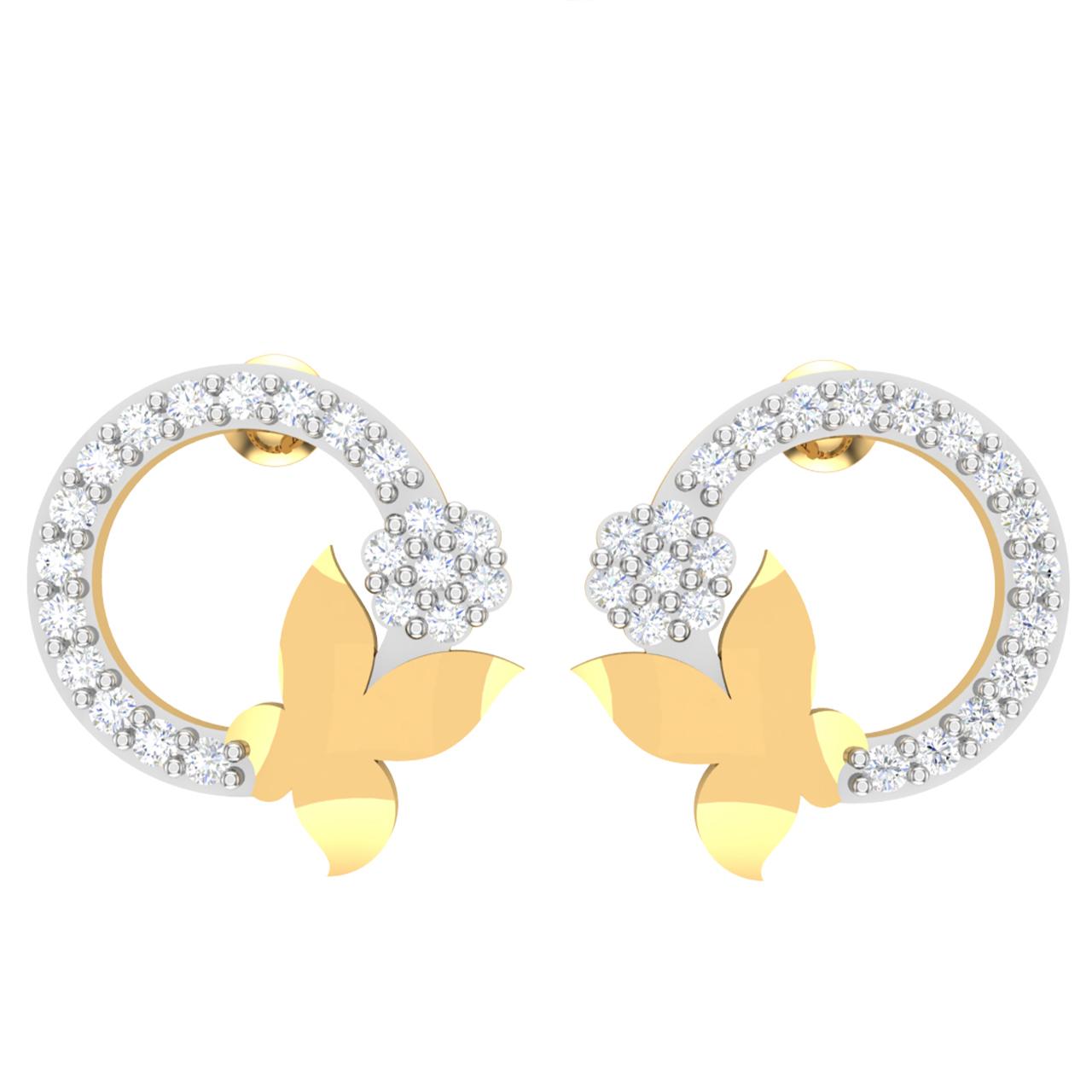 Butterfly Design Diamond Stud Earrings