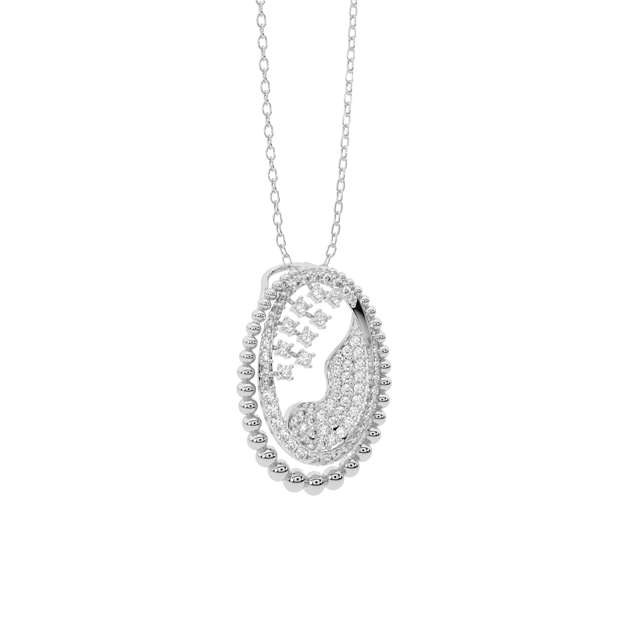 Designer Oval Design Diamond Pendant