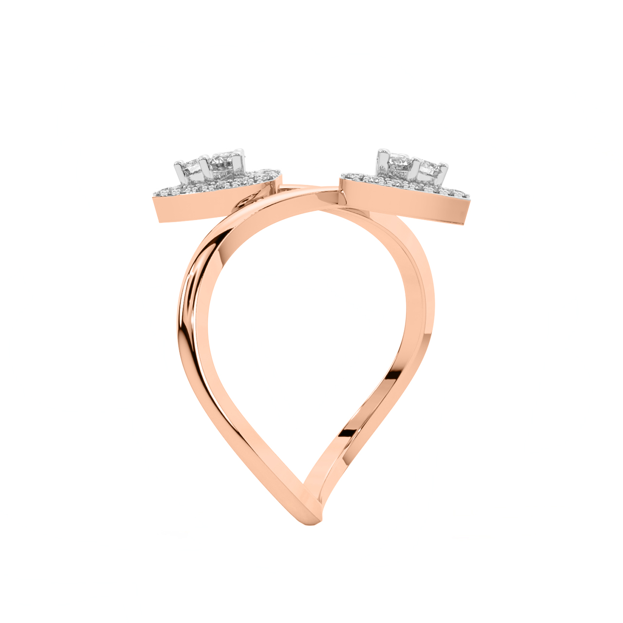 Golden Dual Heart Love Ring