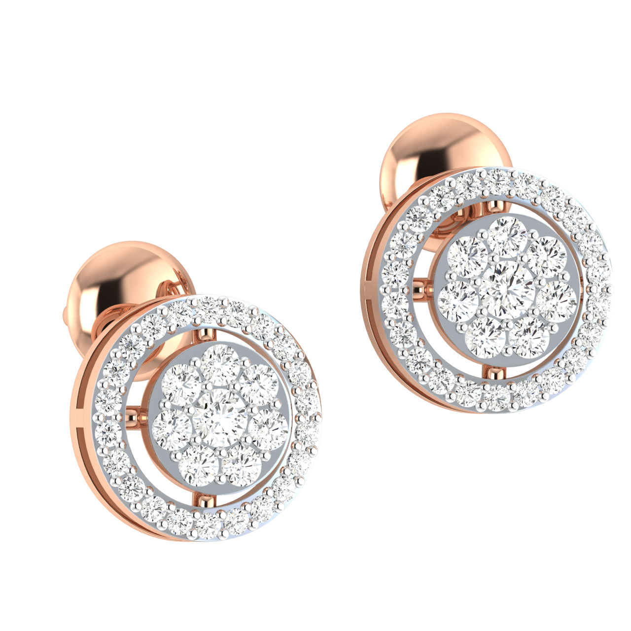 Elegant Round Diamond Stud Earrings