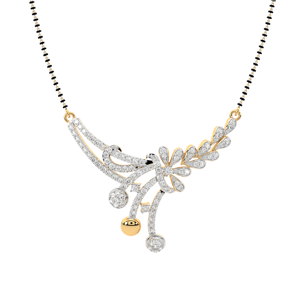 Floral Round Diamond Mangalsutra