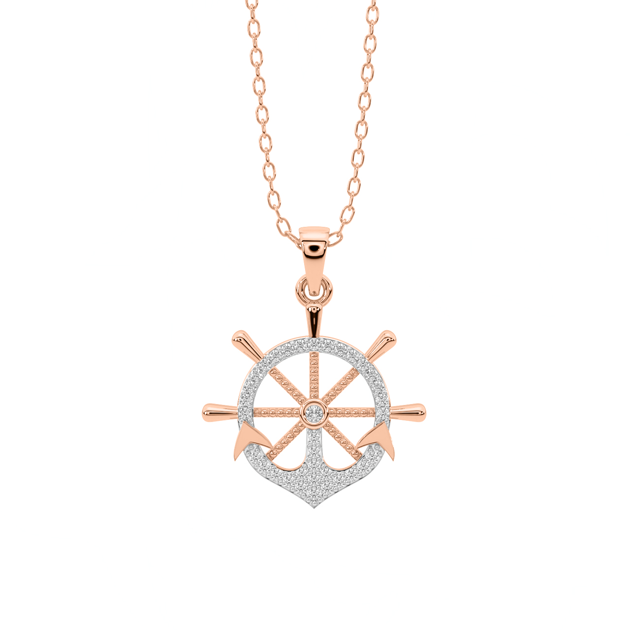 Anchor Wheel Diamond Pendant