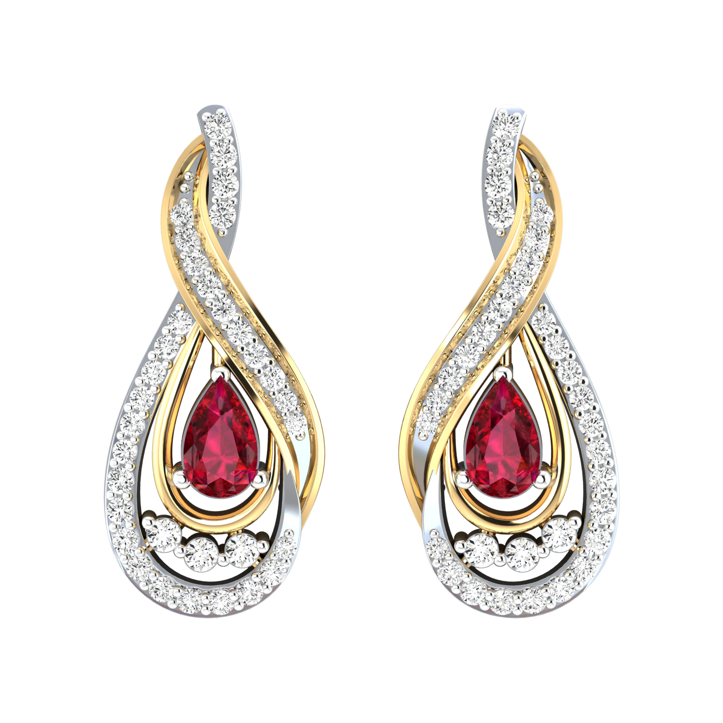 Emma Red Stone Diamond Earrings For Her
