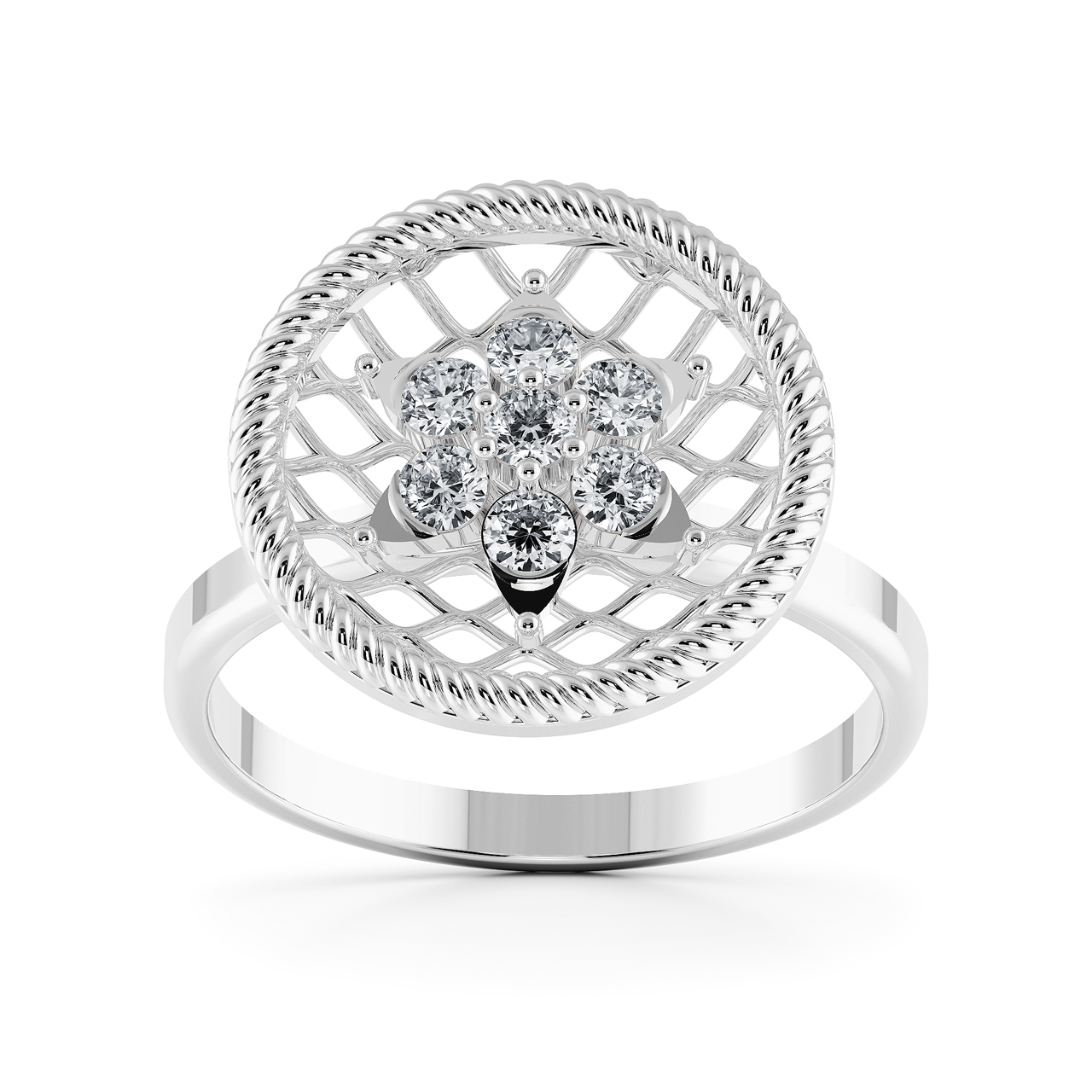 Basket Design Cocktail Diamond Ring