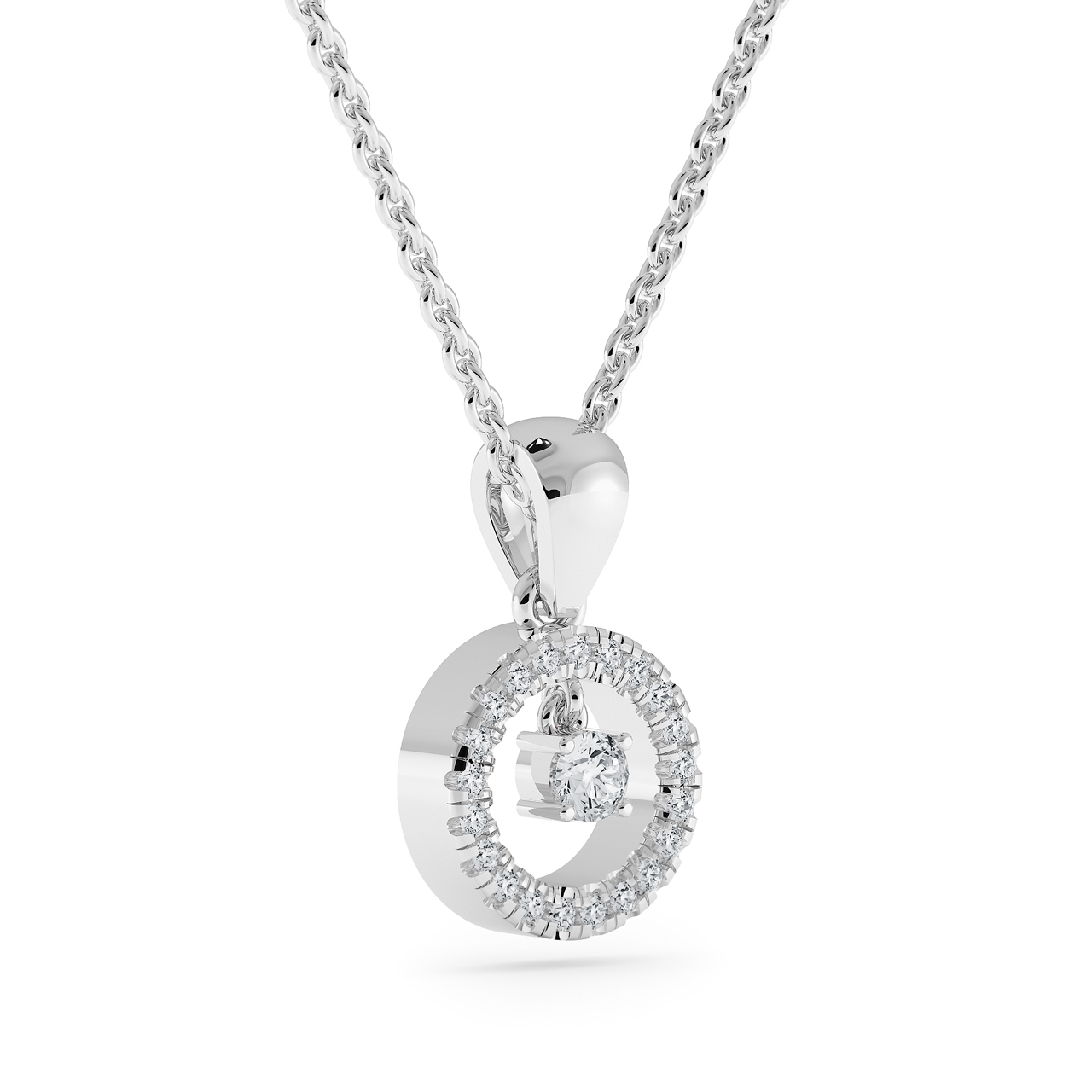 Circular Round Diamond Pendant