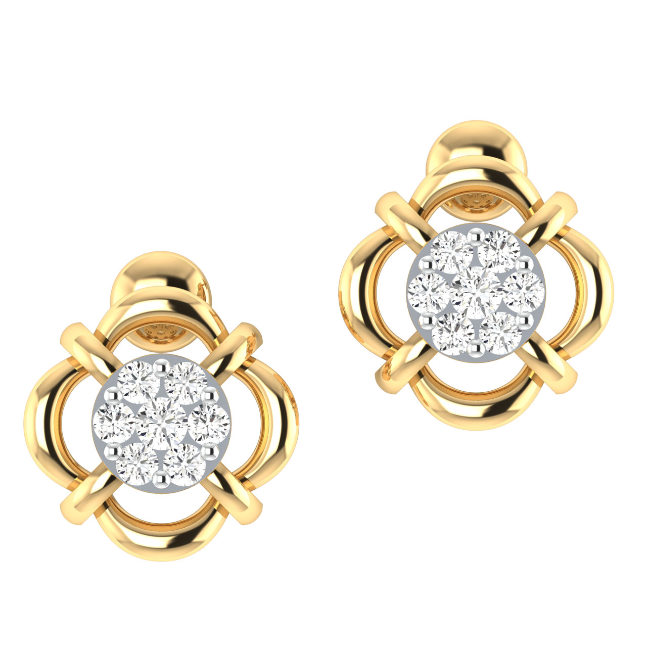 Ena Round Diamond Stud Earrings