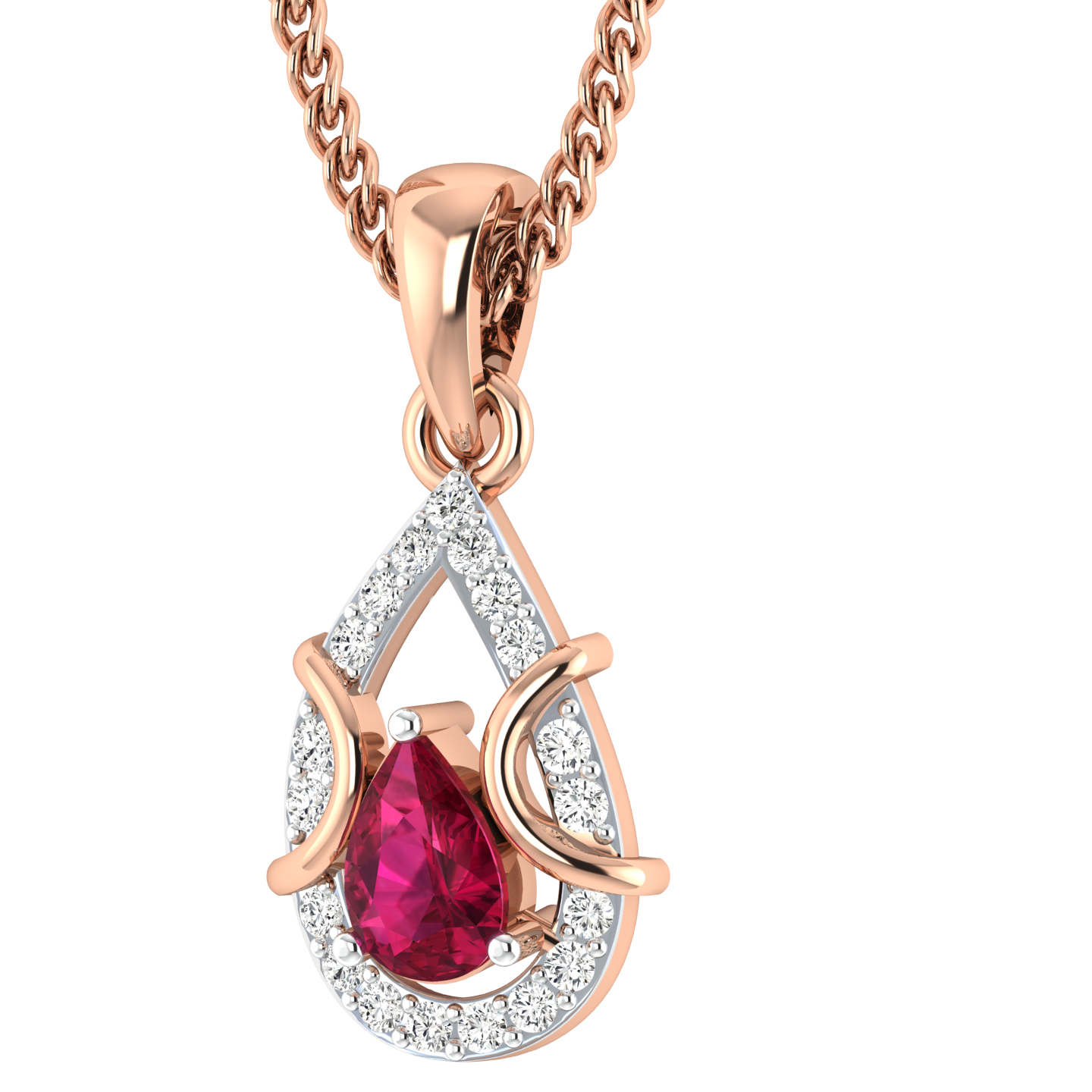 Robin Red Stone Diamond Pendant For Office Wear