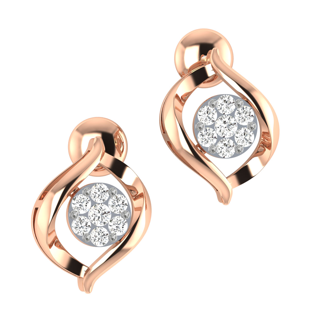 Paisley Round Dimond Stud Earring