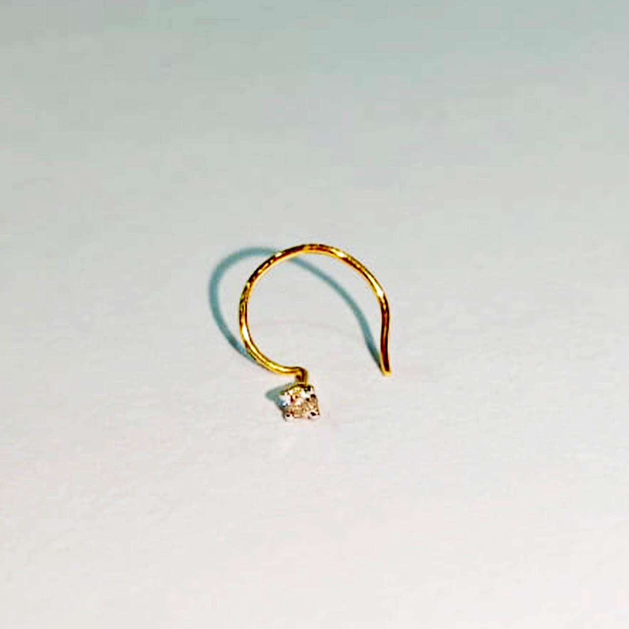 Buy KuberBox 18K Chuks Bezel Diamond Nose Ring for Women and Girls online
