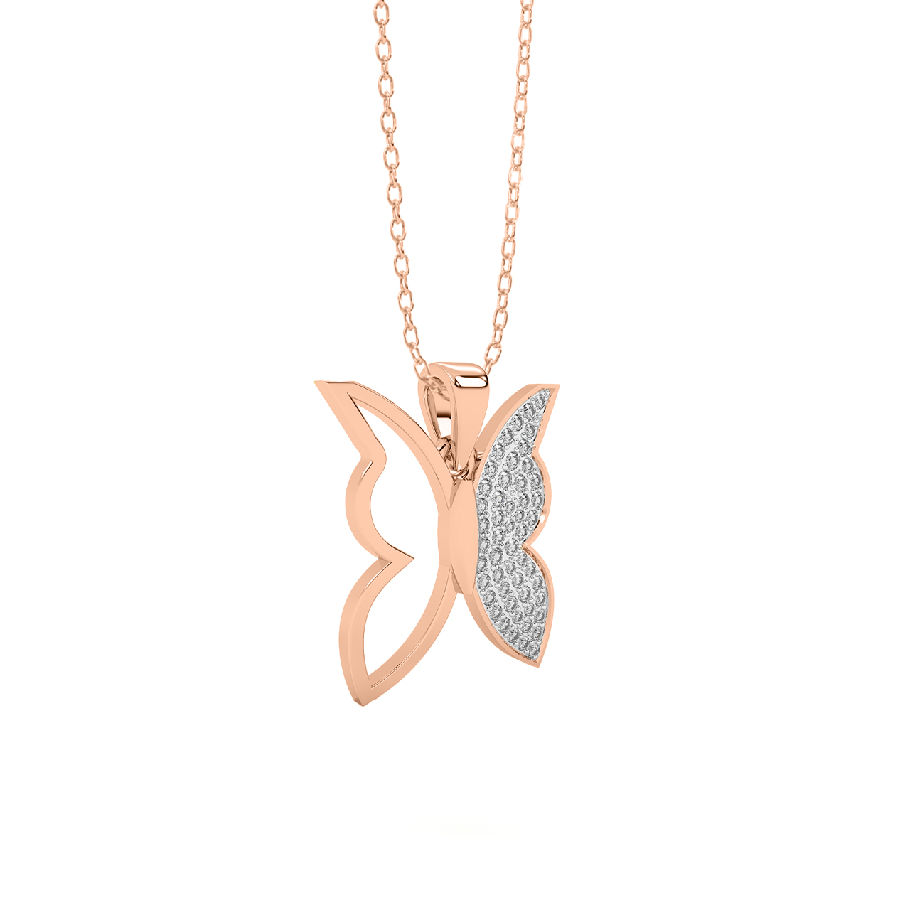 Monarch Butterfly Design Diamond Pendant