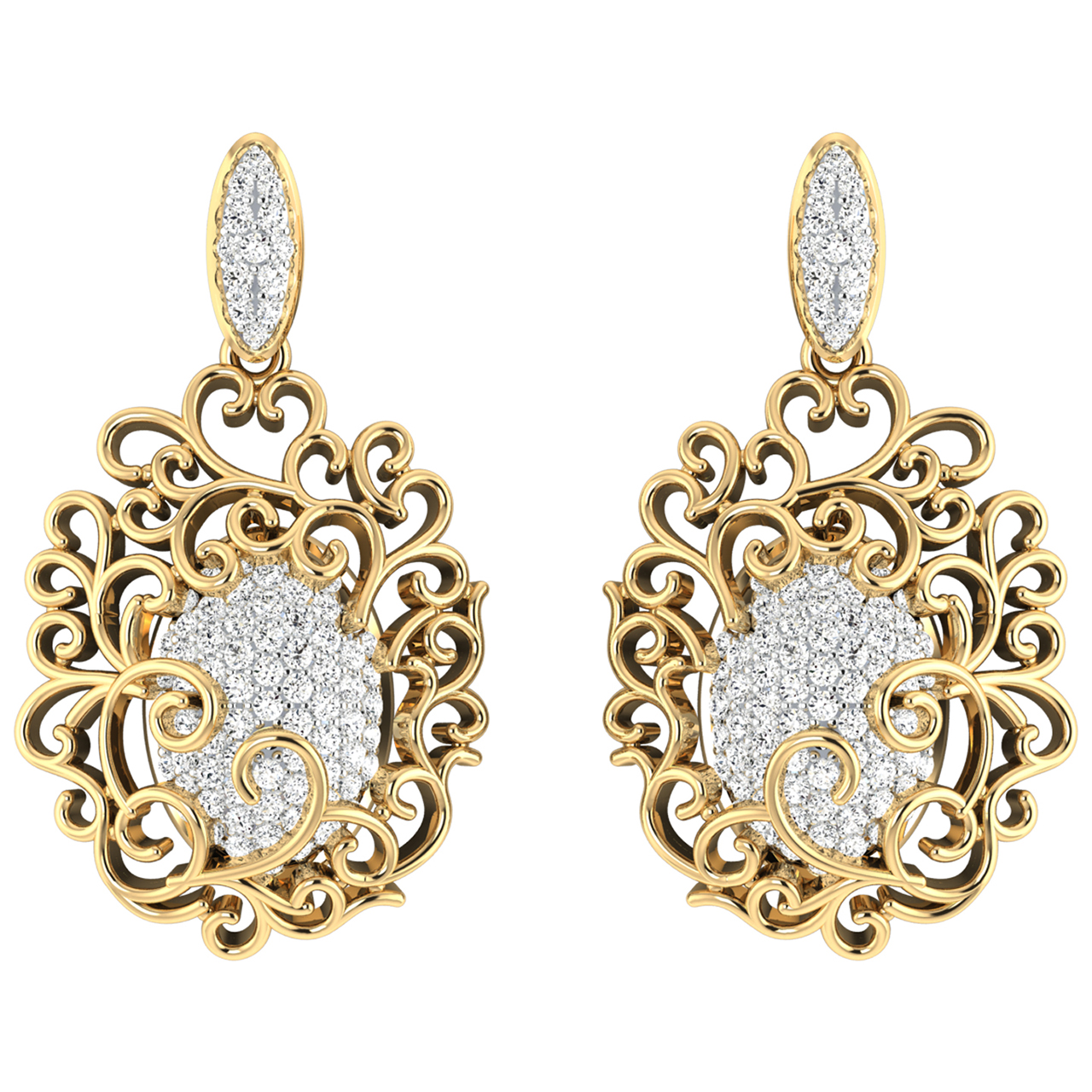 Lea Round Diamond Dangler Earrings