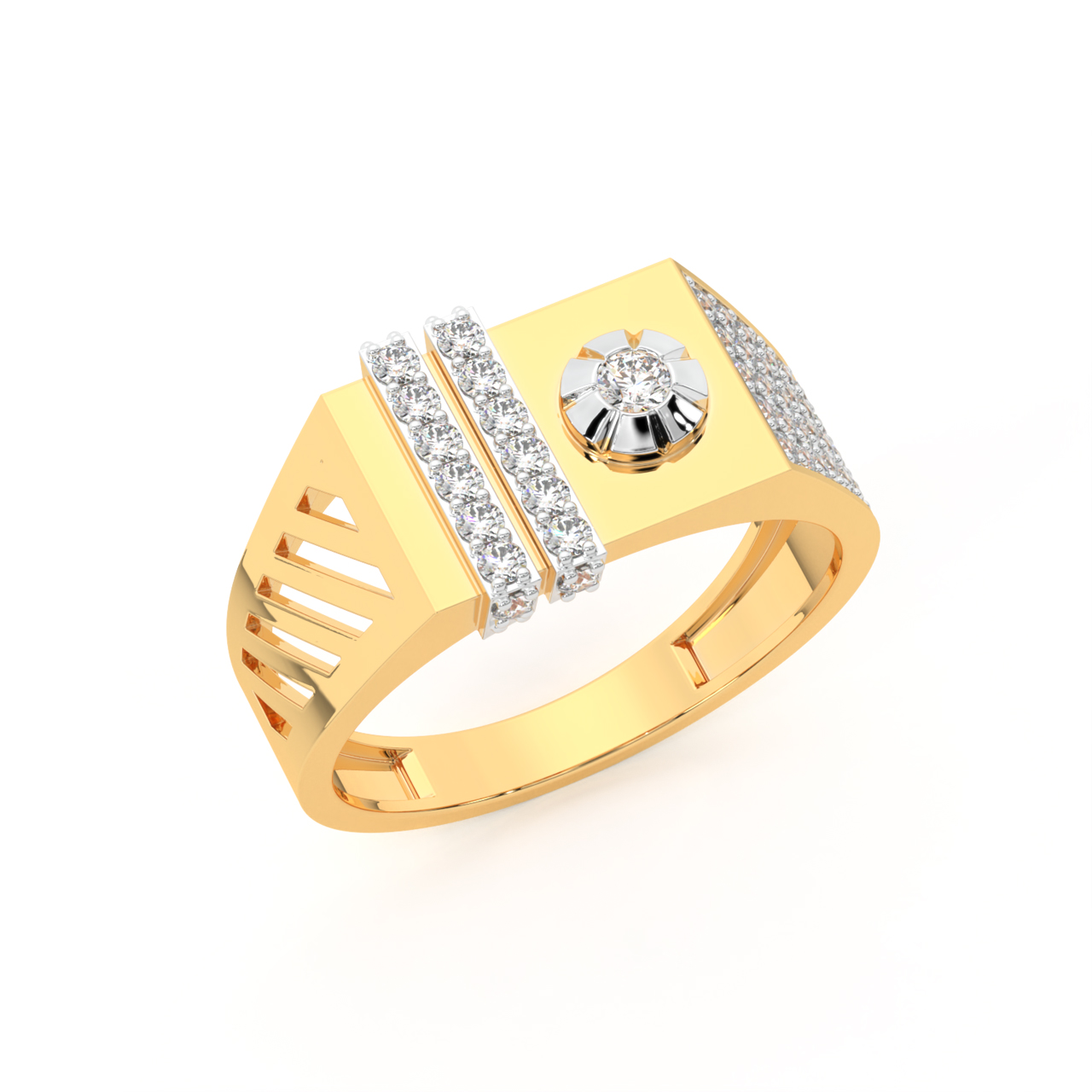 Men's Square Signet 22k Tamil Om Gold Ring | Raj Jewels