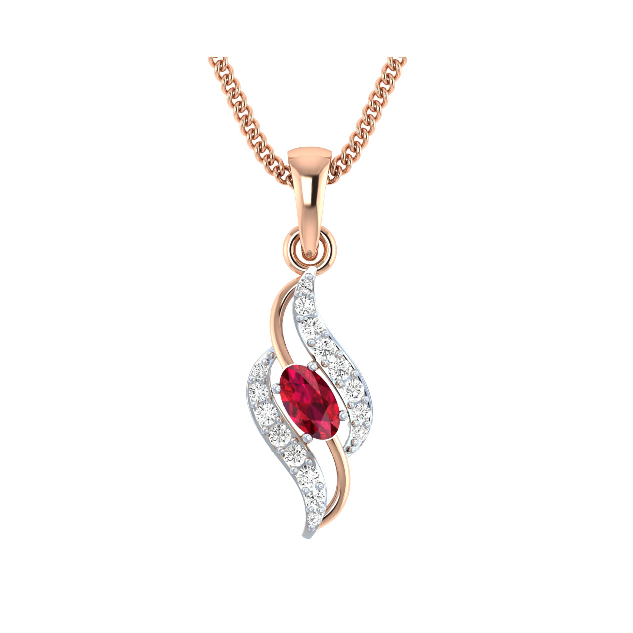 Aila Red Stone Gold and Diamond Pendant For Her