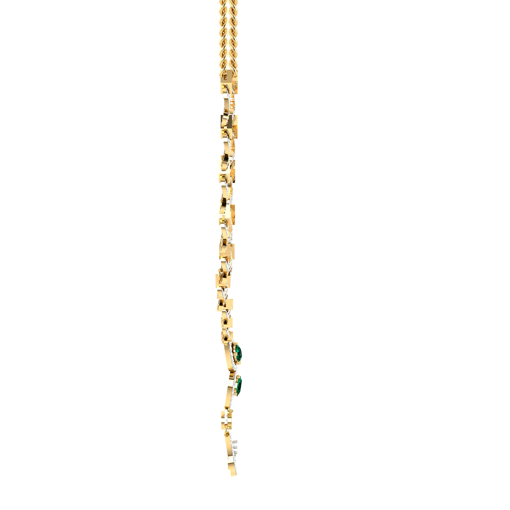 Gold Green Flower Drop Diamond Necklace