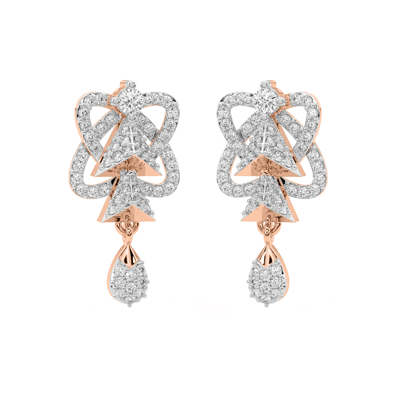 Eyan Round Diamond Dangler Earrings