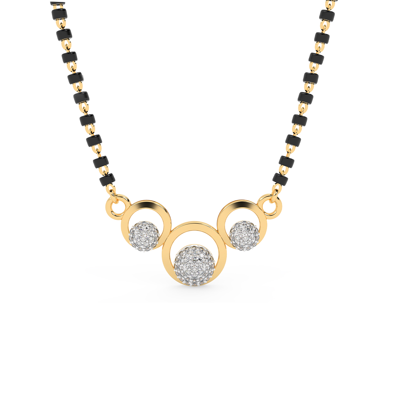 Triple Circle Diamond Mangalsutra With Chain