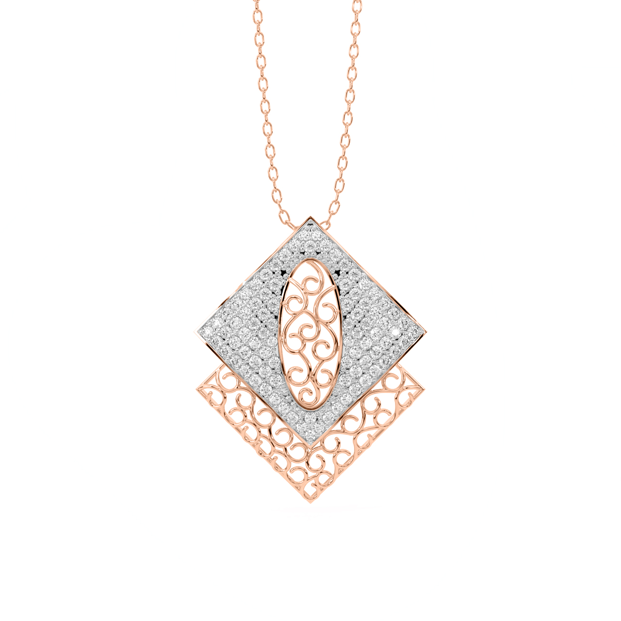 Lace It Up Square Diamond Pendant