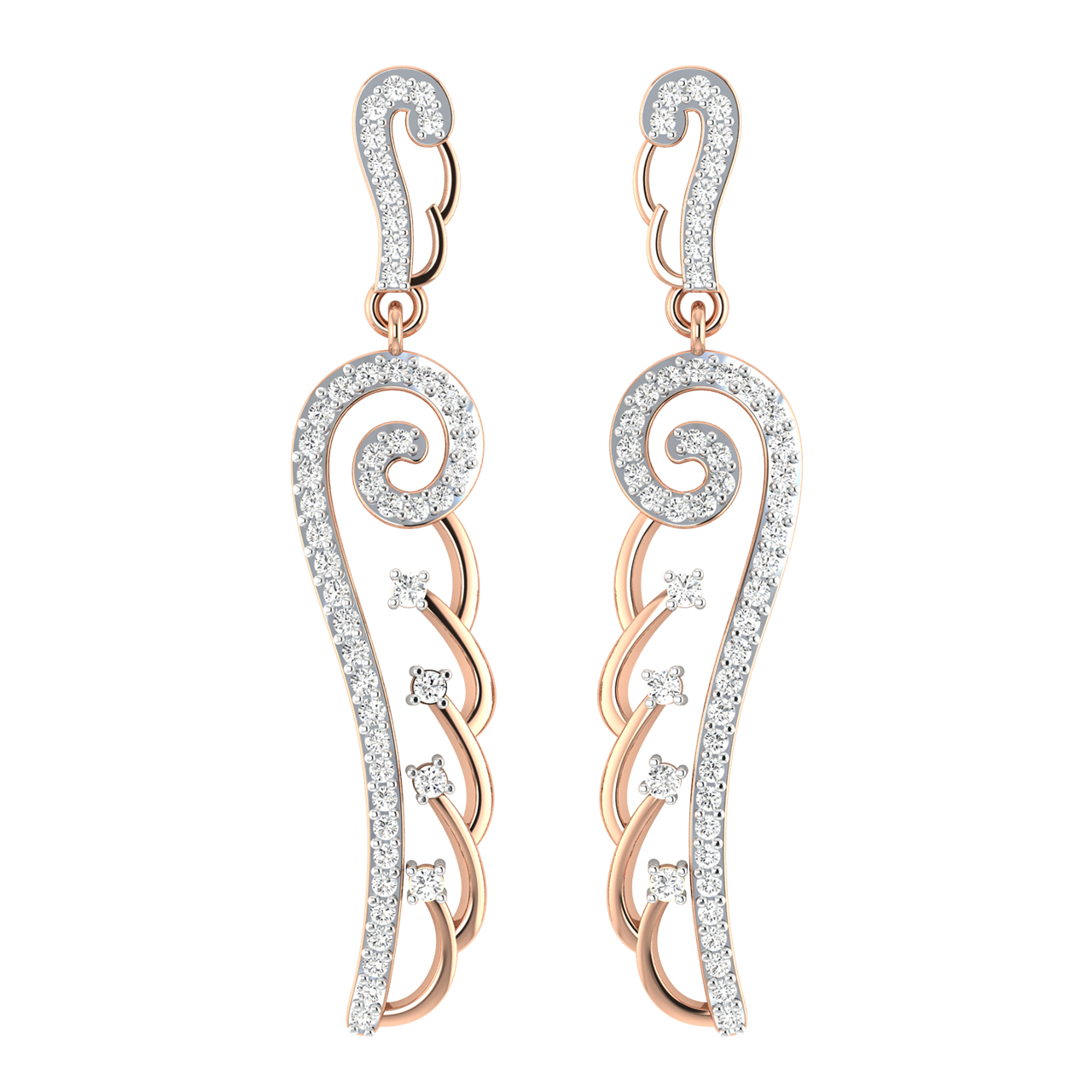 Designer Gold Diamond Dangler Earrings