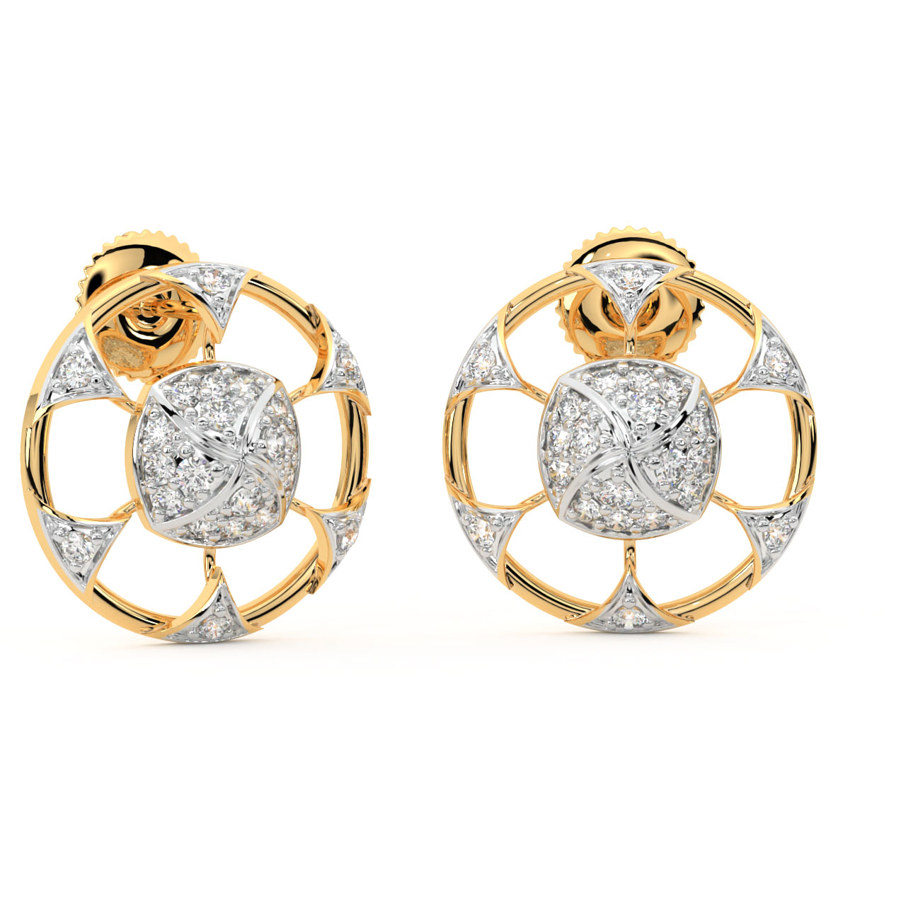 Nari Round Diamond Stud Earrings