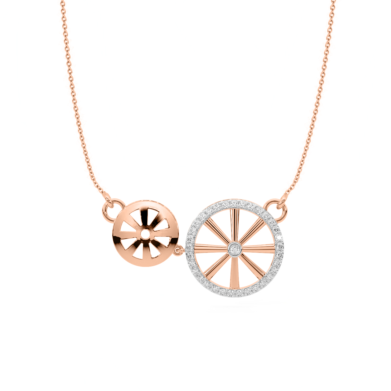 Wheel Design Diamond Mini Necklace
