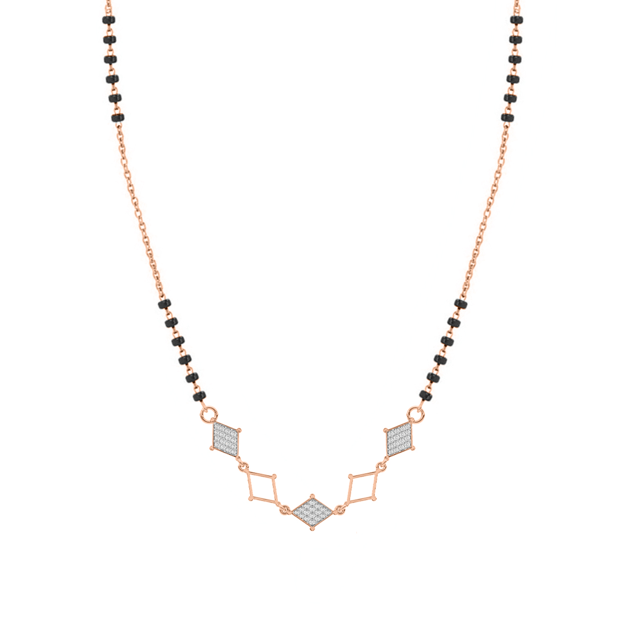 Rhombus Design Diamond Mangalsutra With Chain