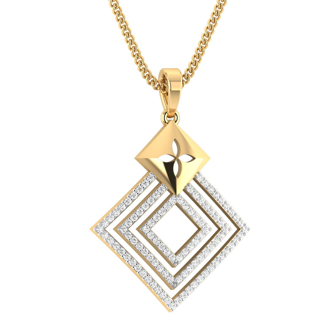 Triple Square Design Diamond Pendant