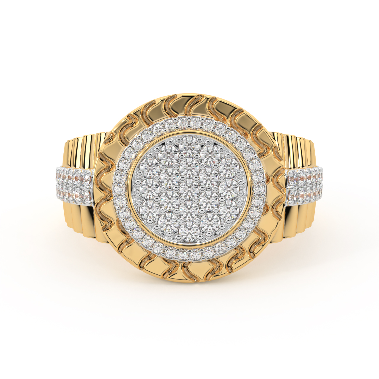 Floral Diamond Design Ring For Men