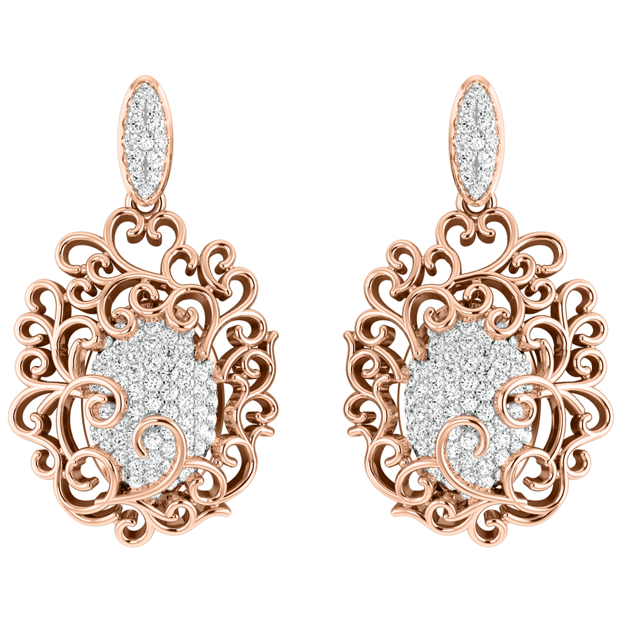 Lea Round Diamond Dangler Earrings