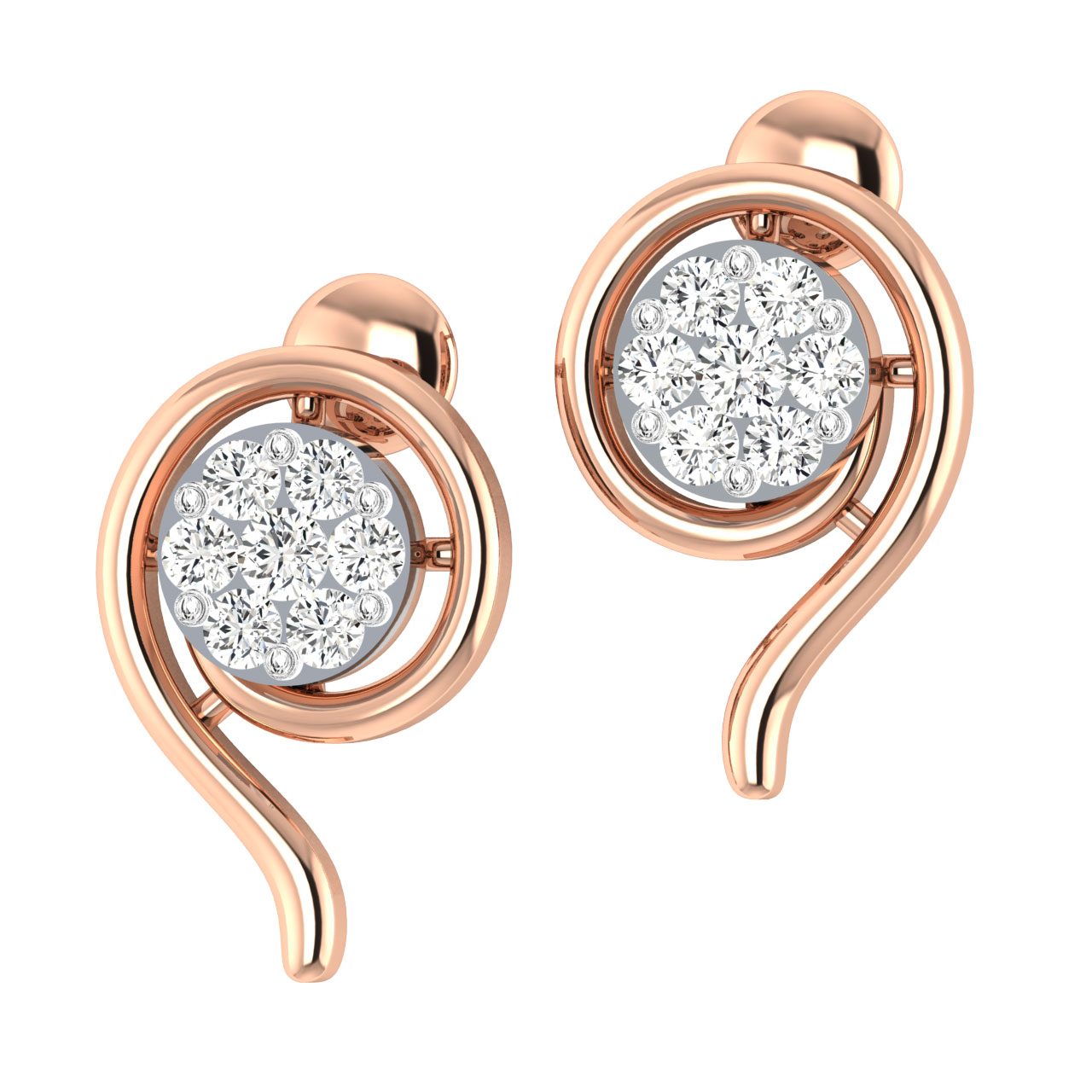 Hisano Round Diamond Stud Earrings