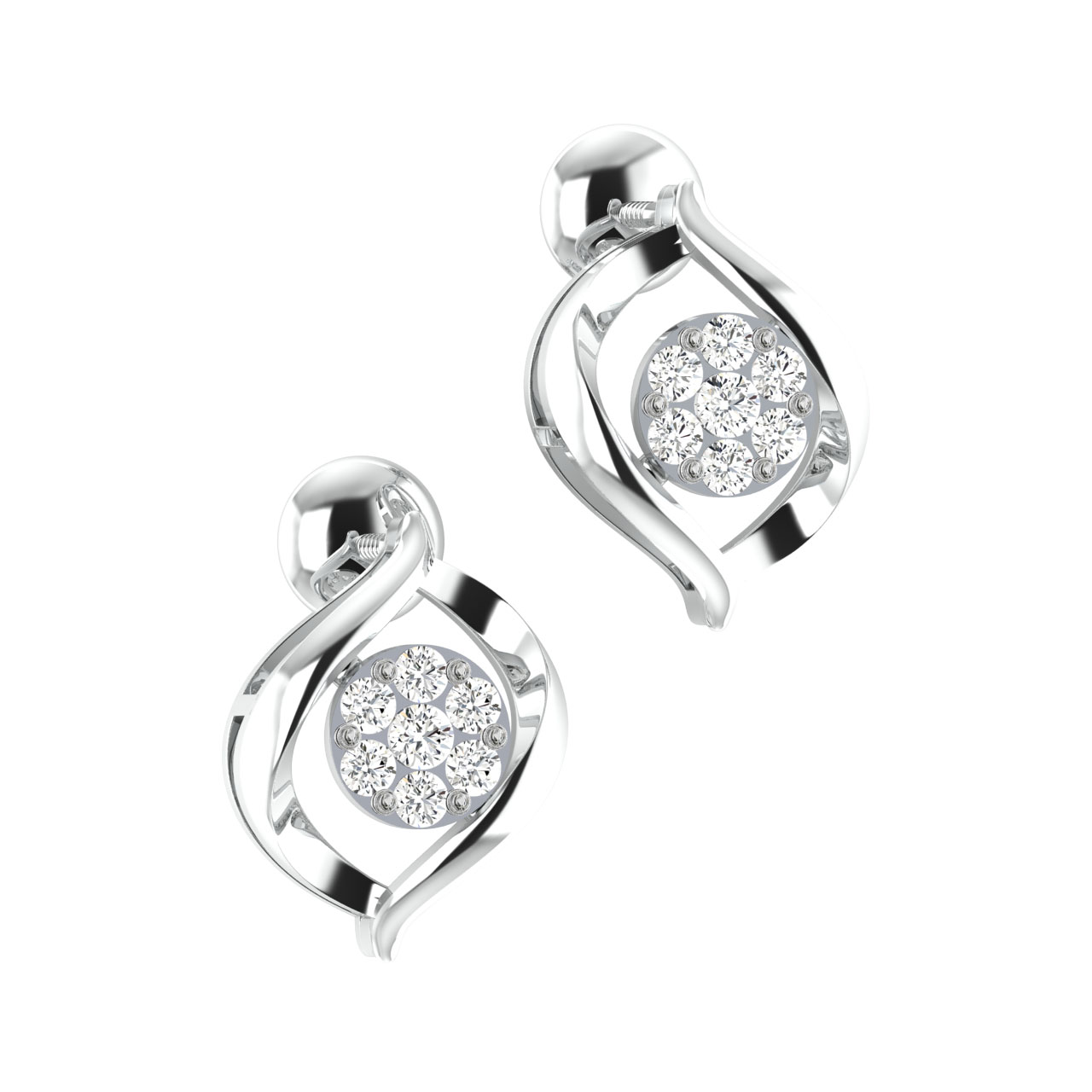 Paisley Round Dimond Stud Earring