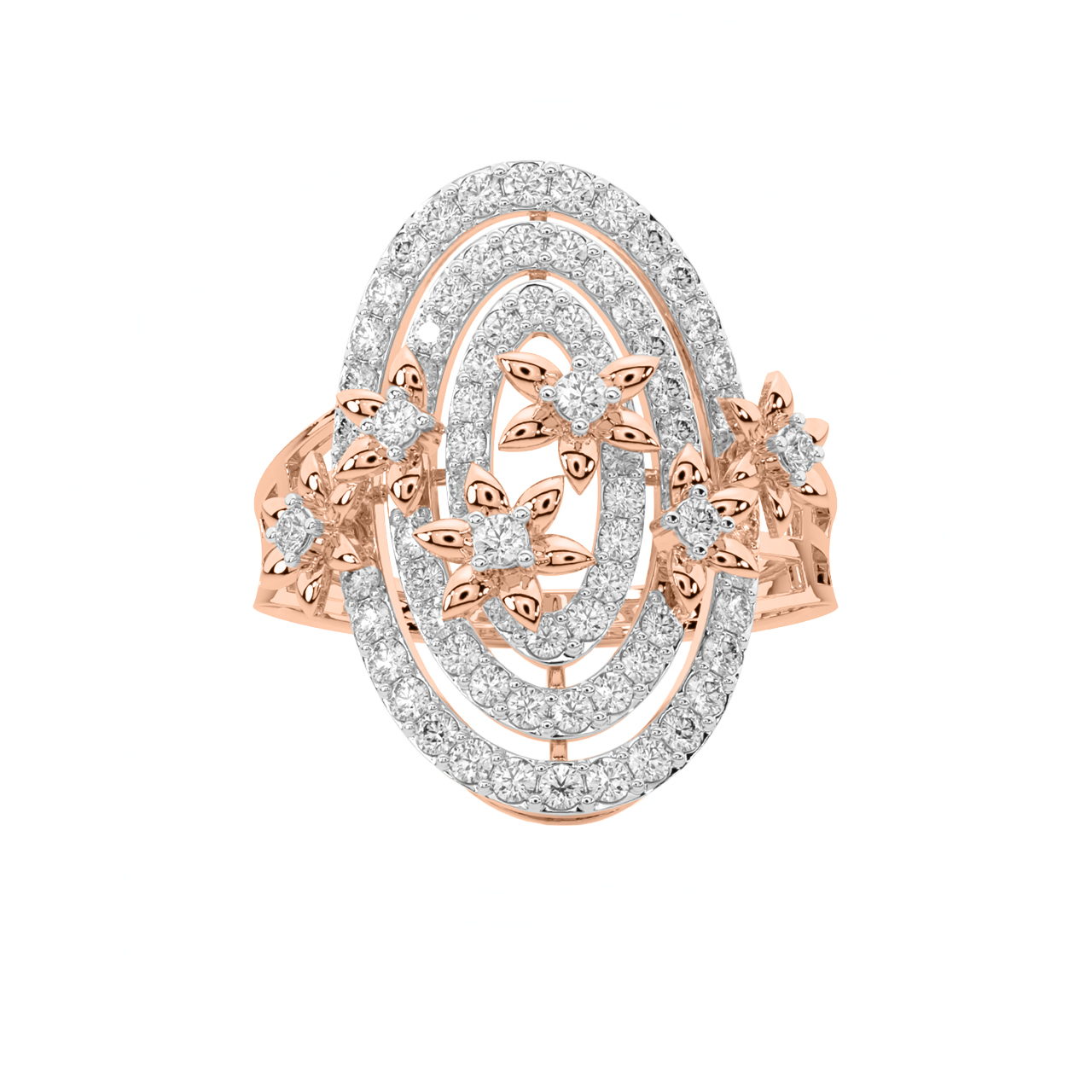 Oval Floral Design Diamond Ring