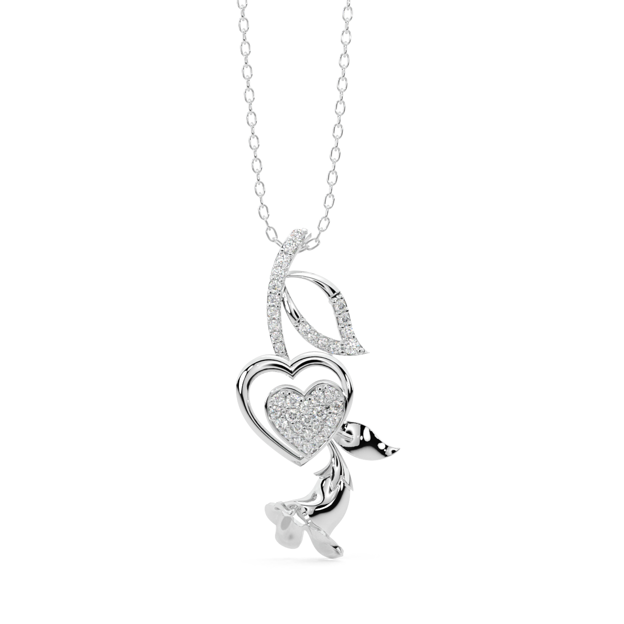 Stylish Apple Heart Diamond Pendant