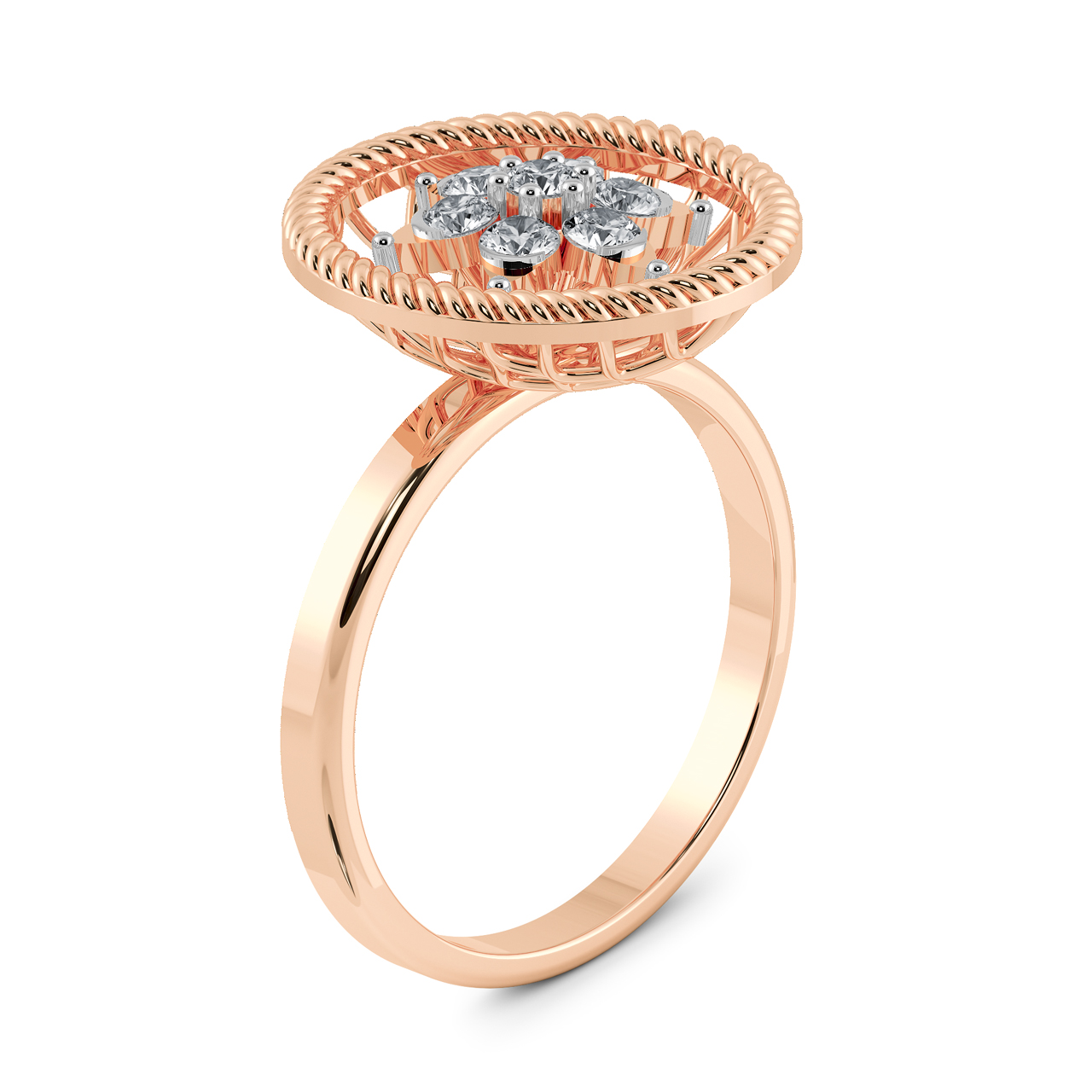 Basket Design Cocktail Diamond Ring