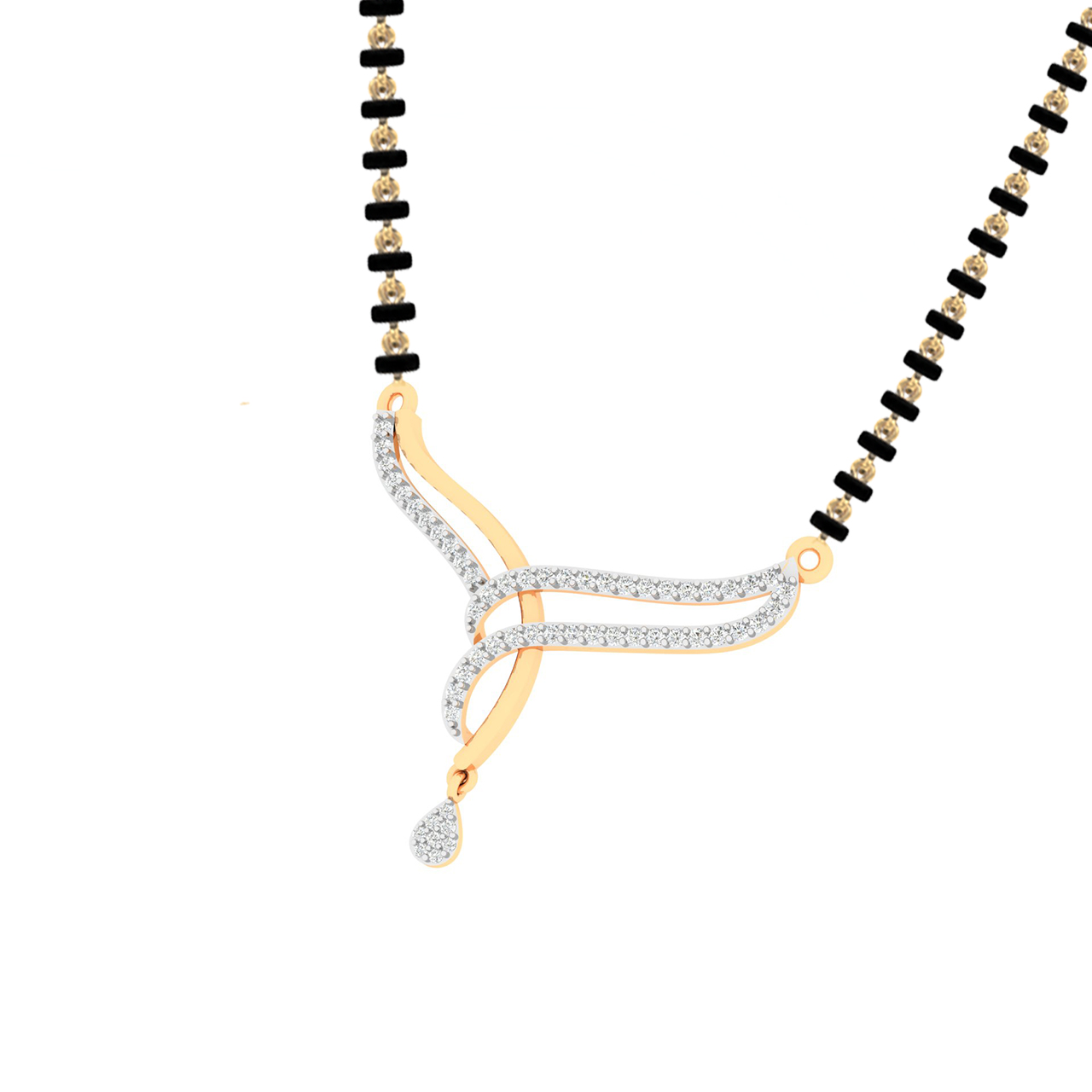 Diamond Mangalsutra Design In Gold With Chain