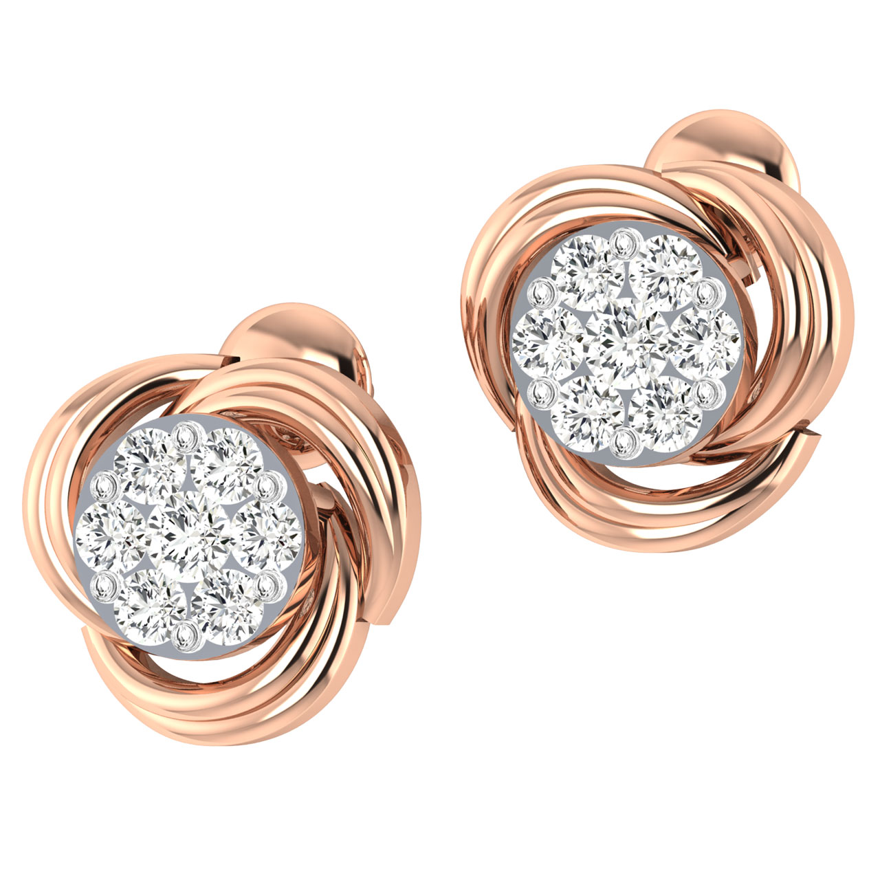 Takane	 Round Diamond Stud Earrings