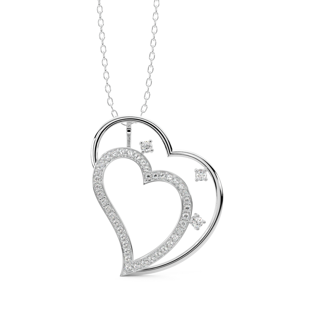 Dual Heart Shape Diamond Pendant