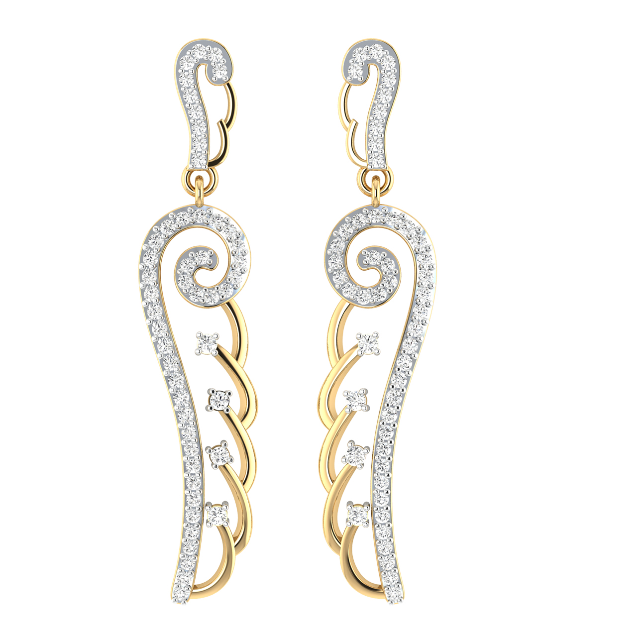 Designer Gold Diamond Dangler Earrings