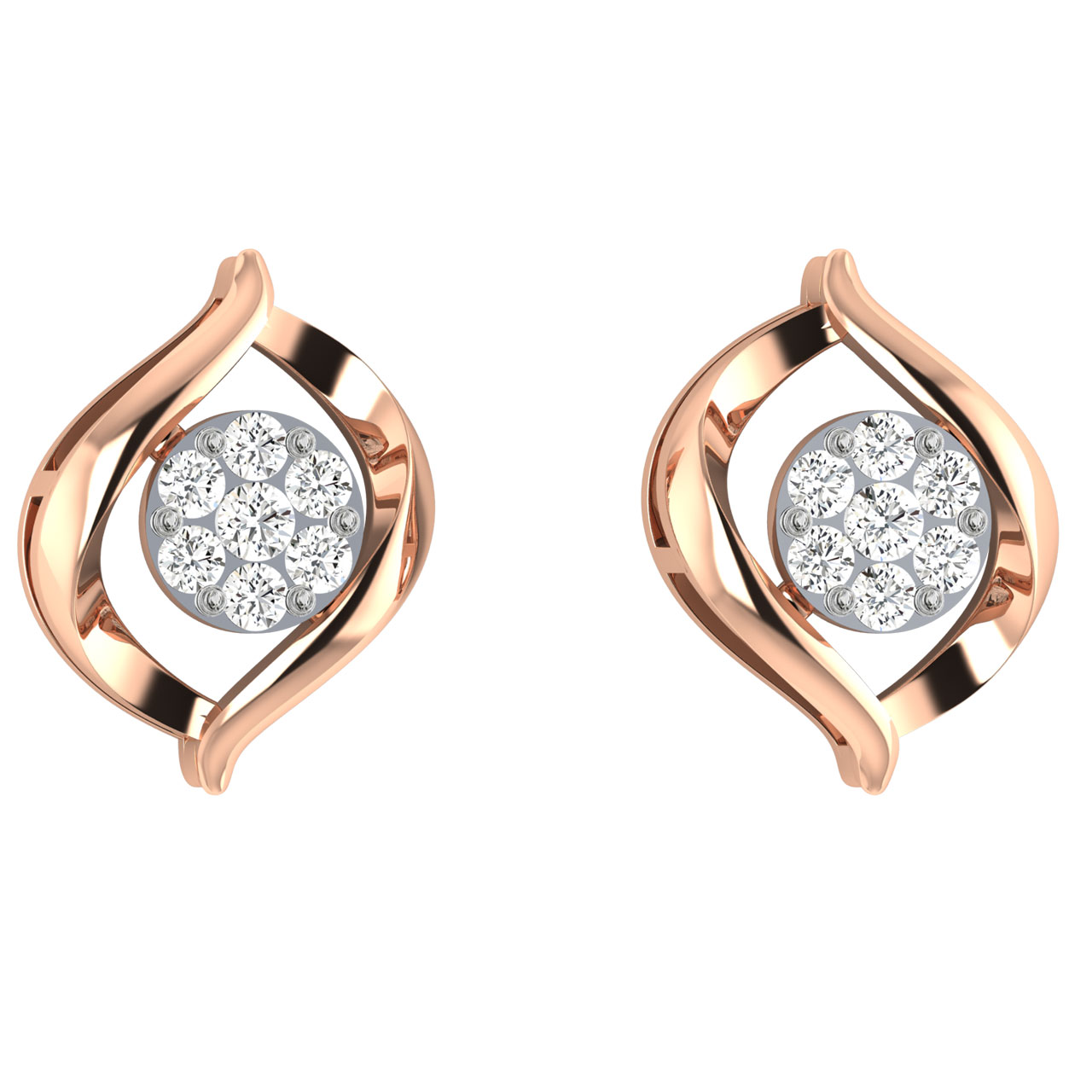 Paisley Round Dimond Stud Earring