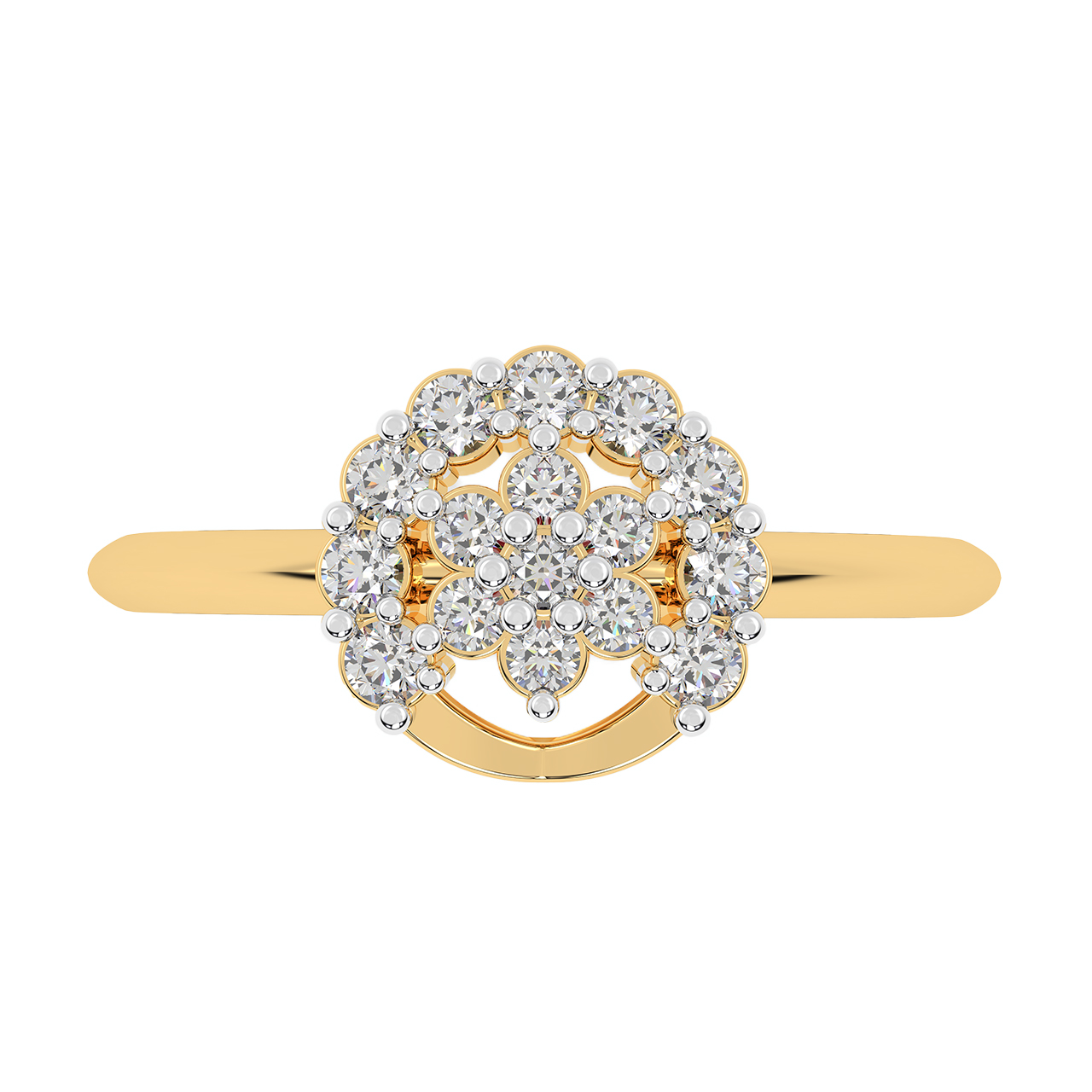 Circle With Flower Diamond Rings