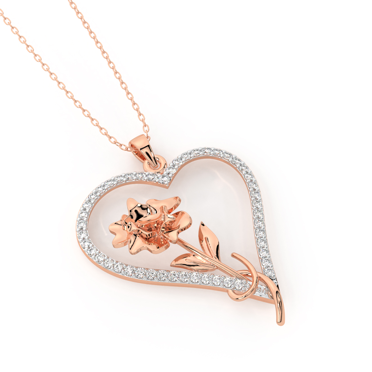 The Rose in Heart Shaped Pendant