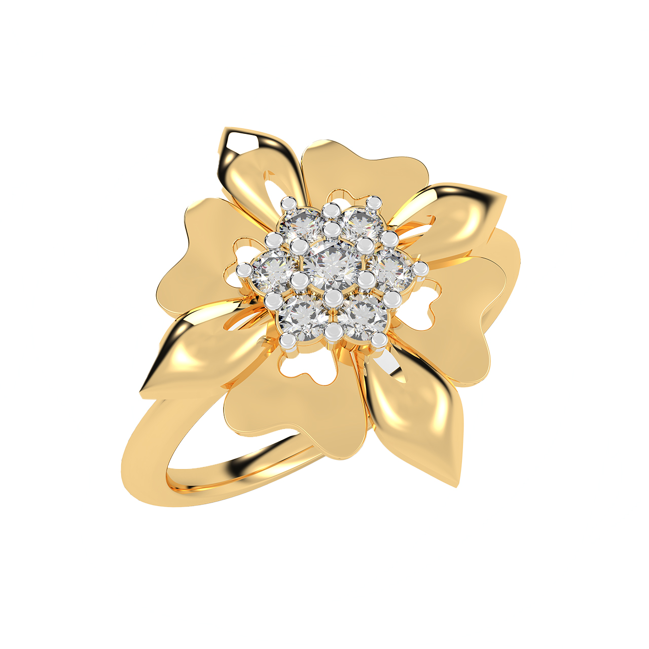 Four Petal Design Diamond Ring